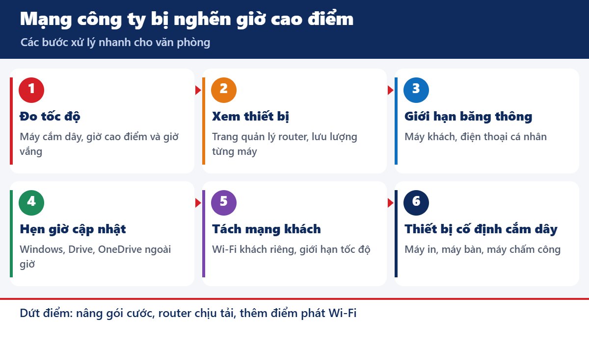 Các bước xử lý mạng Internet công ty bị nghẽn giờ cao điểm