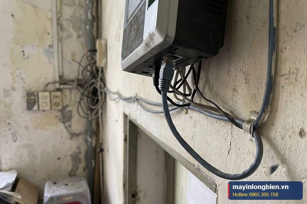 Dây mạng kết nối phía sau máy chấm công