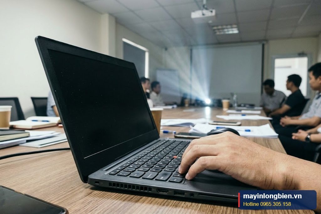 Nhấn tổ hợp phím chuyển màn hình trên laptop để xuất hình ra máy chiếu