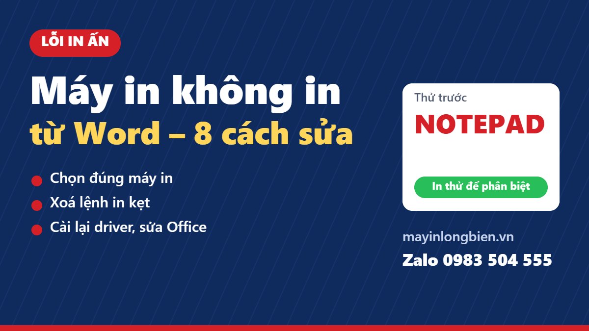 Máy in không nhận lệnh in từ Word