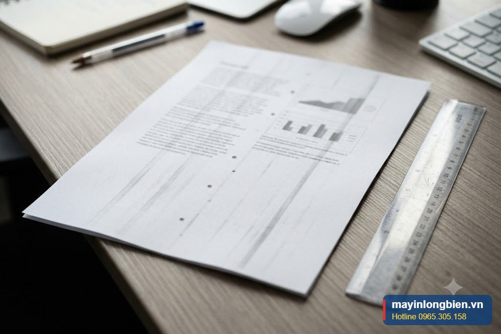 Bản copy bị sọc và chấm đen lặp lại do trống máy photocopy mòn Bản copy bị sọc và chấm đen lặp lại do trống máy photocopy mòn