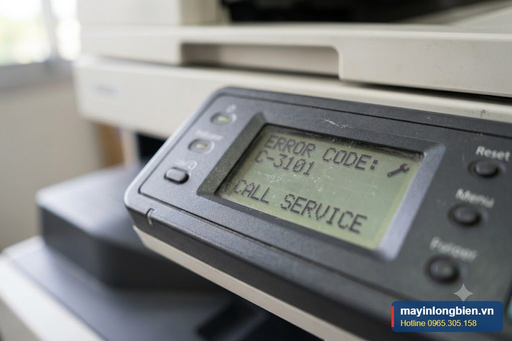 Màn hình máy photocopy báo lỗi E000 cần gọi kỹ thuật Màn hình máy photocopy báo lỗi E000 cần gọi kỹ thuật