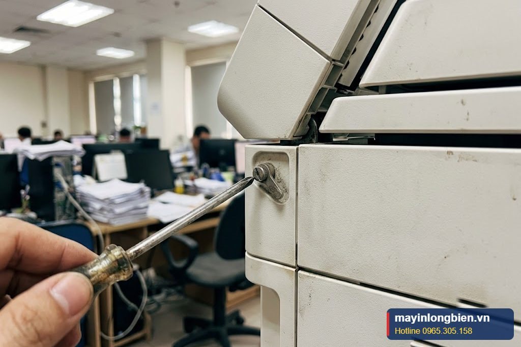 Khóa vận chuyển cụm quét cần mở trước khi chạy máy photocopy mới chuyển chỗ