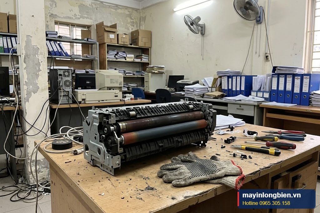 Lô sấy và lô ép trong cụm sấy máy photocopy Lô sấy và lô ép trong cụm sấy máy photocopy