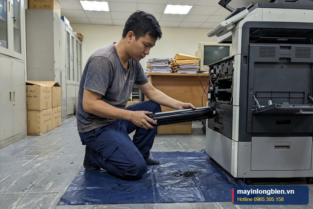 Bộ tạo ảnh (imaging unit) máy photocopy được tháo ra kiểm tra