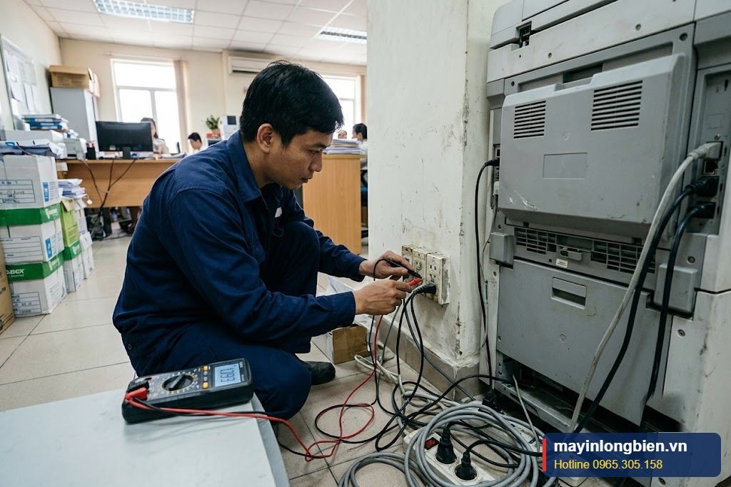 Kỹ thuật đo điện áp ổ cắm cấp điện cho máy photocopy Kỹ thuật đo điện áp ổ cắm cấp điện cho máy photocopy
