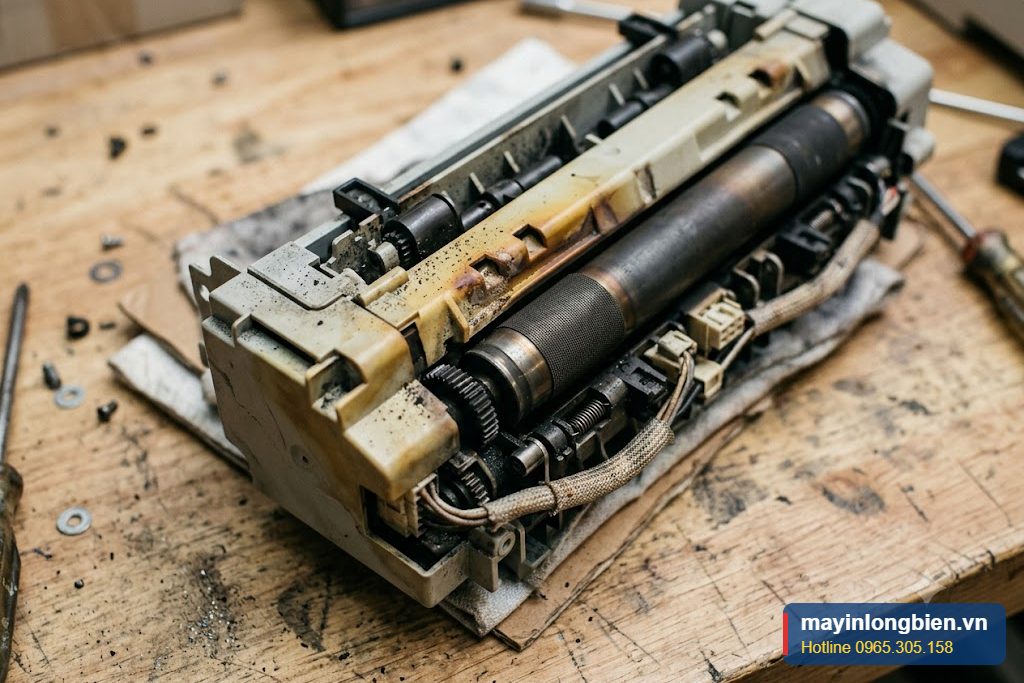 Cụm sấy máy photocopy có dấu hiệu quá nhiệt cần kiểm tra Cụm sấy máy photocopy có dấu hiệu quá nhiệt cần kiểm tra
