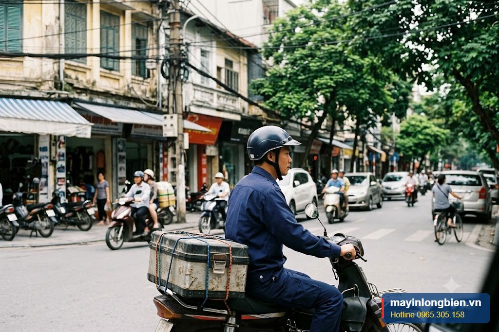 Kỹ thuật di chuyển bằng xe máy mang dụng cụ đến sửa tận nơi