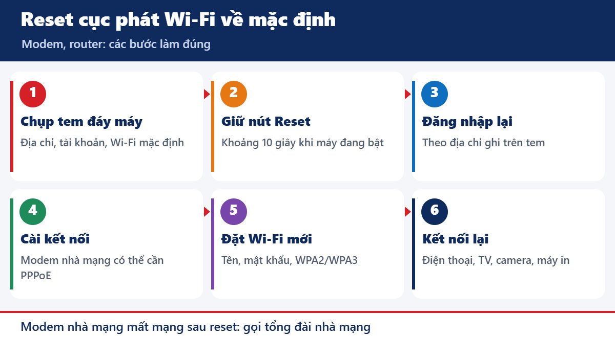 Các bước reset cục phát Wi-Fi modem router về mặc định