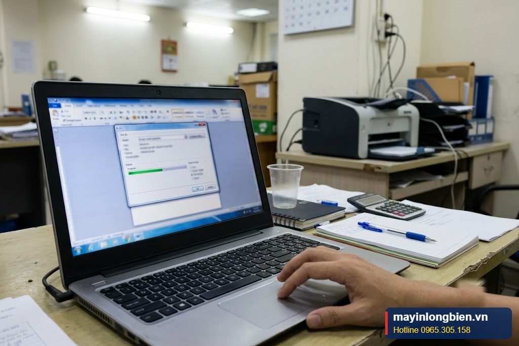 Chọn chế độ in hai mặt trong hộp thoại in trên máy tính