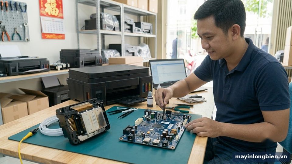 Đầu phun và mainboard máy in phun màu Đầu phun và mainboard máy in phun màu