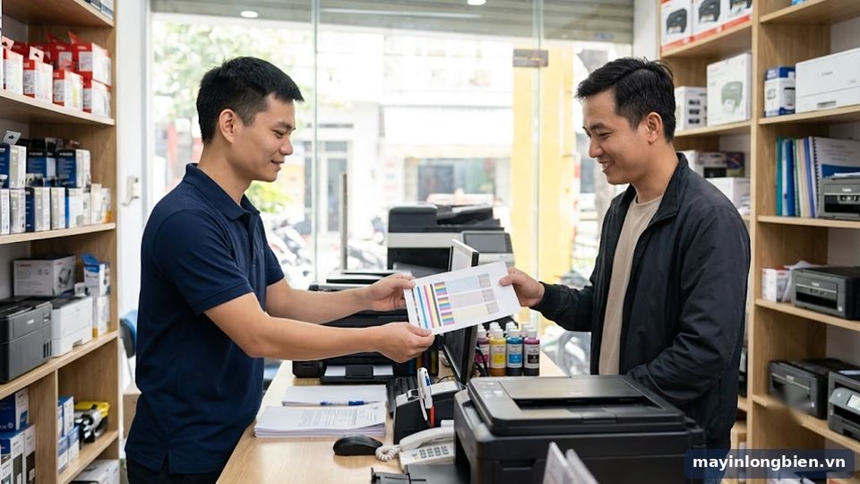 kiểm tra máy in phun màu khi nhận máy