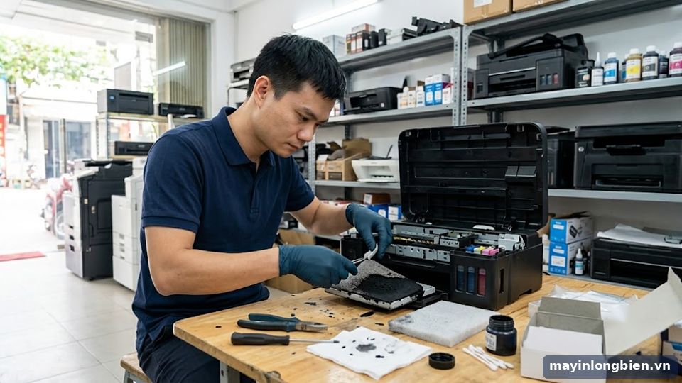 sửa lỗi mực thải máy in Canon