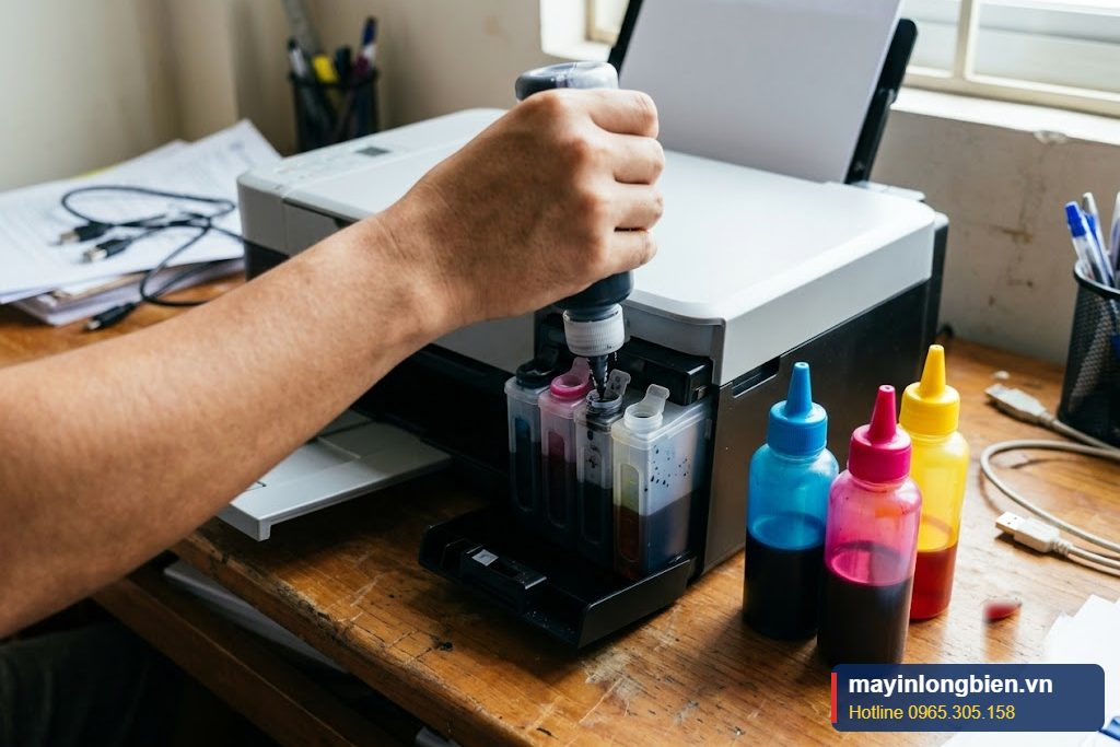 Bơm mực vào bình mực máy in Epson dòng L tại nhà