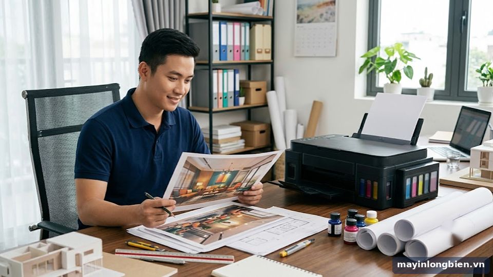 Kiểm tra bản in phối cảnh A3 tại văn phòng Kiểm tra bản in phối cảnh A3 tại văn phòng