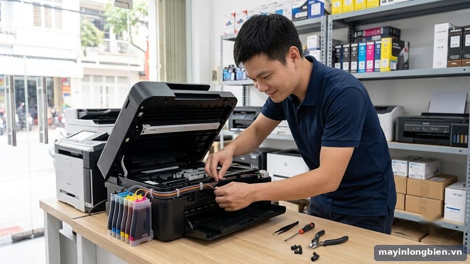 lắp hệ thống dẫn mực ngoài máy in phun