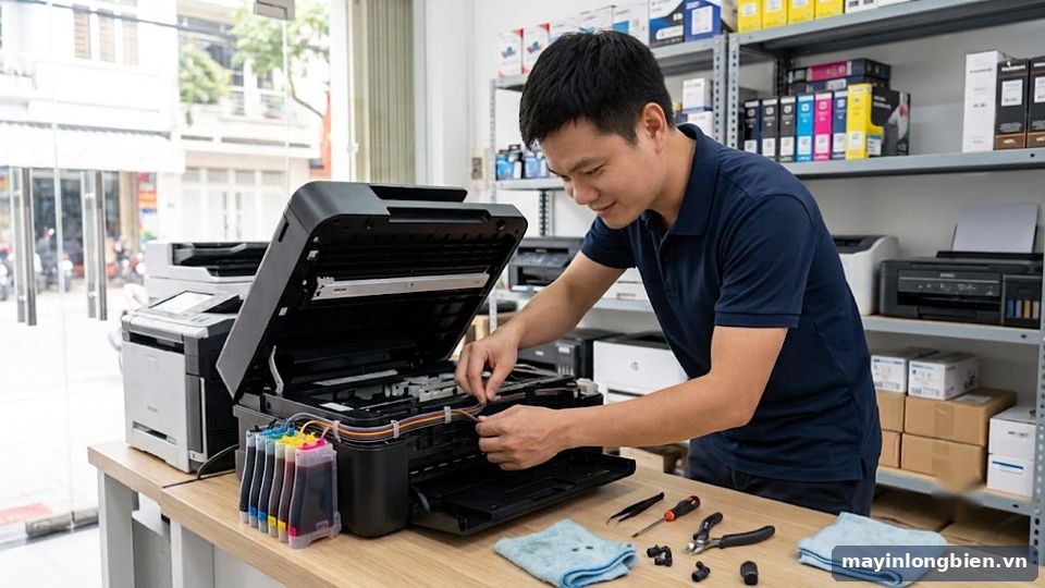 đặt bình mực ngoài đúng vị trí