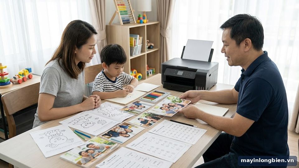 Ảnh và phiếu bài tập in bằng máy in phun màu gia đình Ảnh và phiếu bài tập in bằng máy in phun màu gia đình