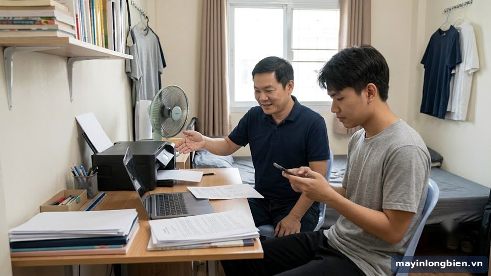 Sinh viên in từ điện thoại qua máy in phun màu Wi-Fi