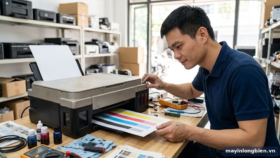 Kiểm tra máy in phun màu cũ trước khi giao khách