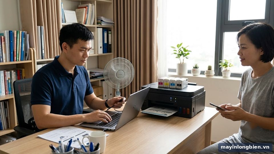 Cài đặt Wi-Fi máy in phun màu tại nhà khách