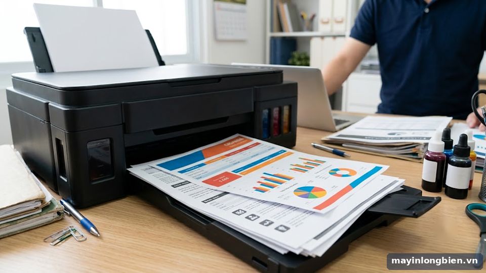 Bản in văn bản và báo giá màu từ máy in phun