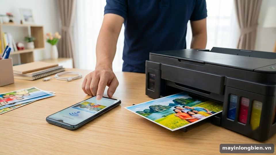 In từ điện thoại qua Wi-Fi với máy in phun màu