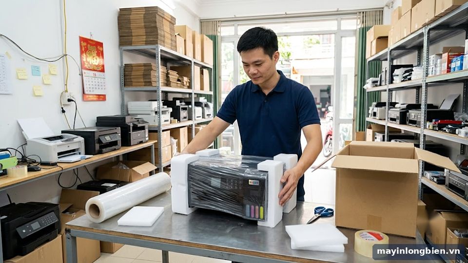 Đóng gói máy in phun màu trước khi vận chuyển
