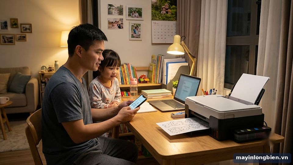 Máy in phun màu Wi-Fi dùng trong căn hộ gia đình