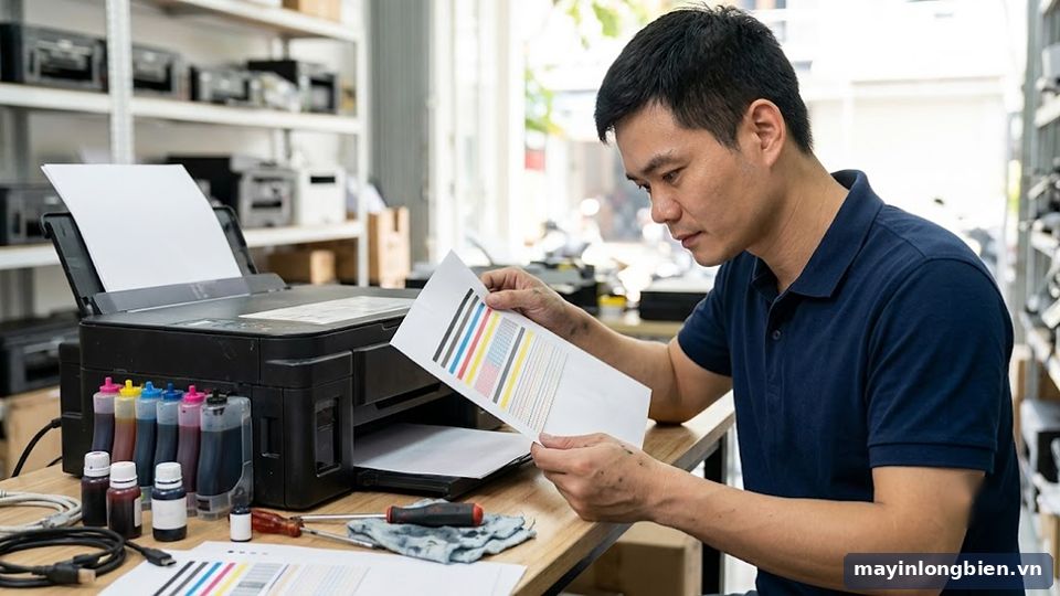 Kiểm tra bản in vòi phun khi mua máy in phun màu cũ