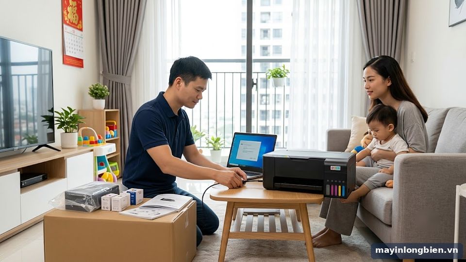 Lắp đặt máy in phun màu tại nhà ở Thanh Xuân