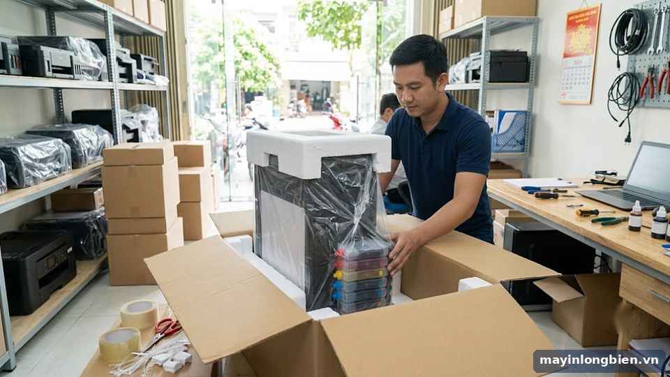 Đóng gói máy in phun màu đúng cách khi mang đi sửa