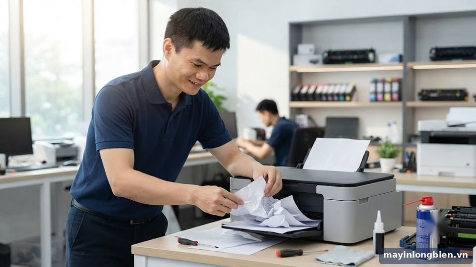 Máy in phun màu kéo nhiều tờ và kẹt giấy