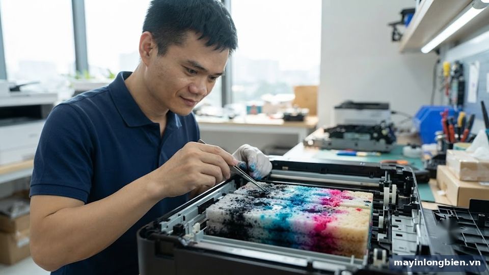 Mút thải máy in Epson thấm đầy mực