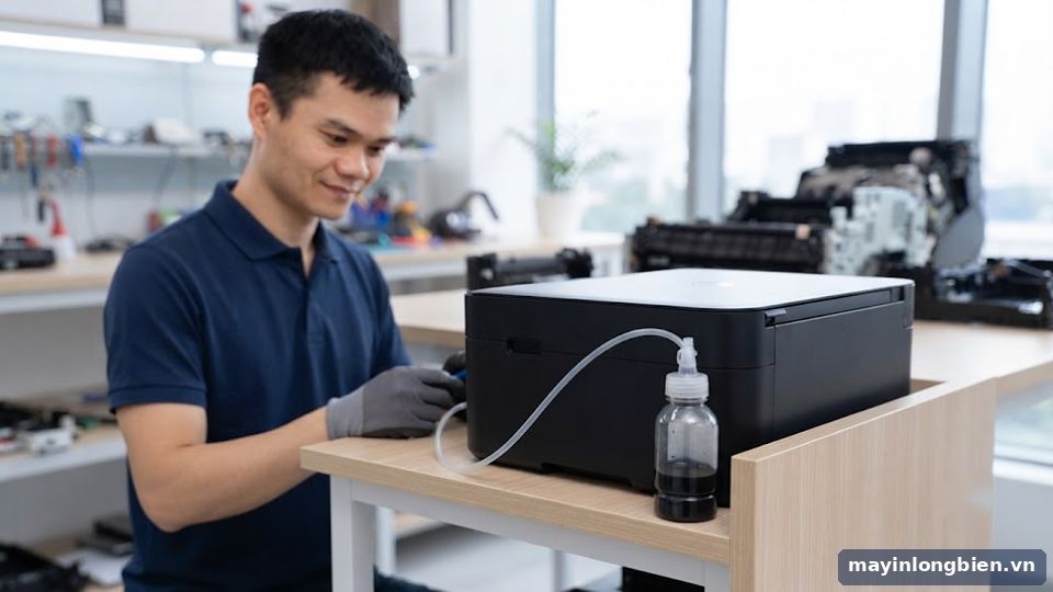 Dẫn mực thải máy in Epson ra bình ngoài