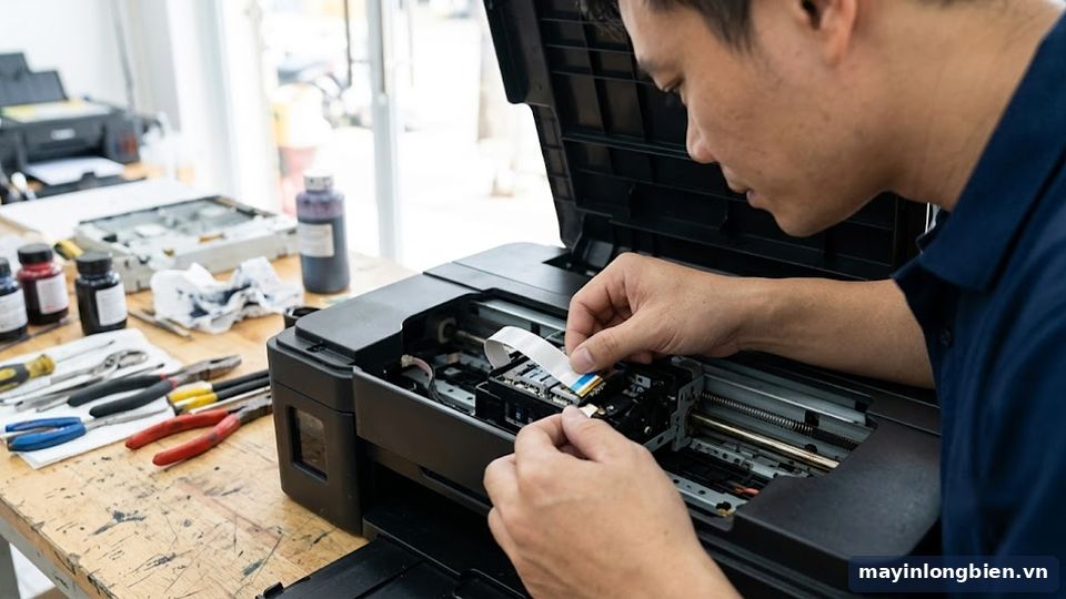 Lắp cáp khi thay đầu phun máy in Epson