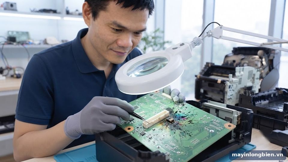 Mainboard máy in bị cháy do mực tràn