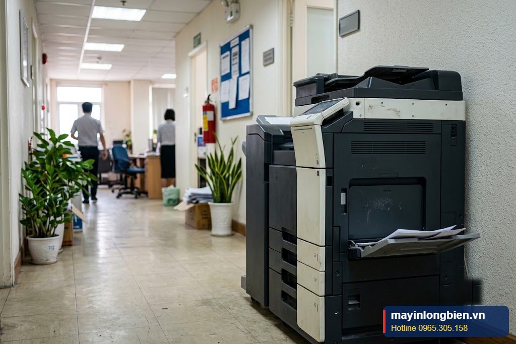 Máy photocopy văn phòng đặt tại hành lang công ty Máy photocopy văn phòng đặt tại hành lang công ty