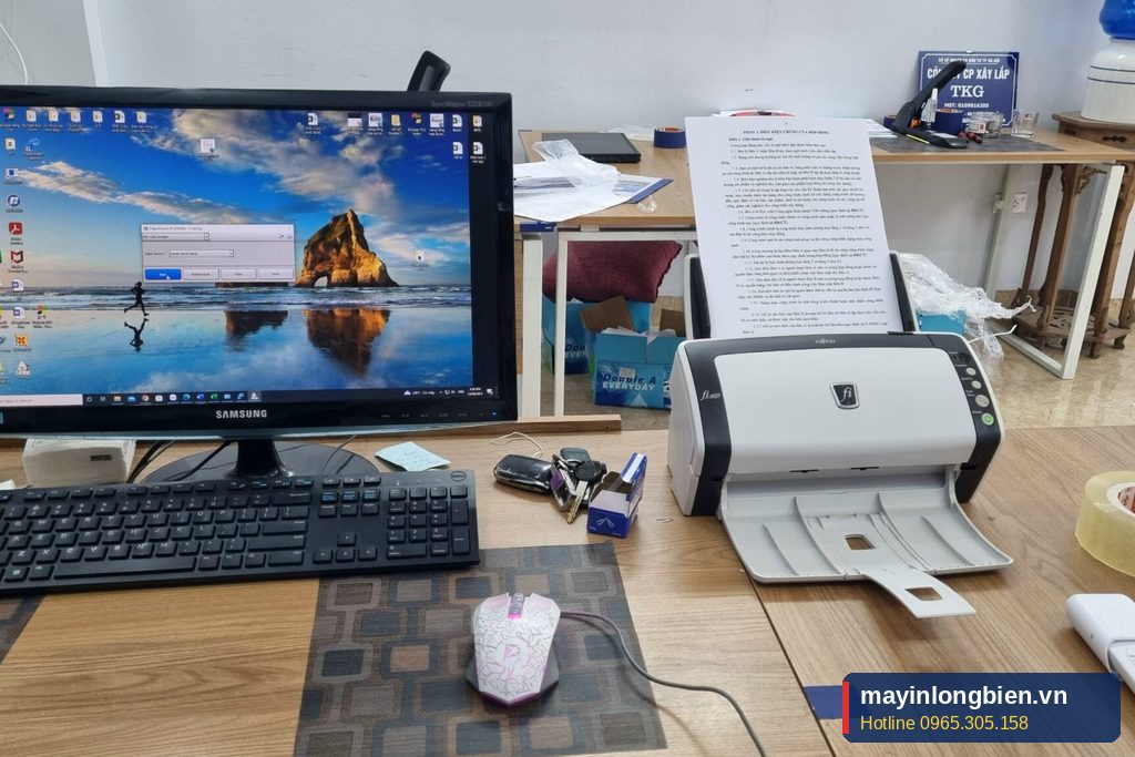 Bộ máy tính để bàn văn phòng kèm màn hình và máy scan Bộ máy tính để bàn văn phòng kèm màn hình và máy scan