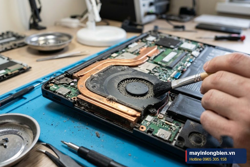 Quạt tản nhiệt laptop bám bụi gây nóng và chậm máy