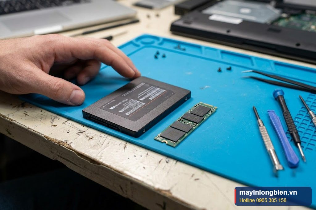 SSD SATA 2.5 inch và SSD M.2 NVMe đặt cạnh nhau SSD SATA 2.5 inch và SSD M.2 NVMe đặt cạnh nhau