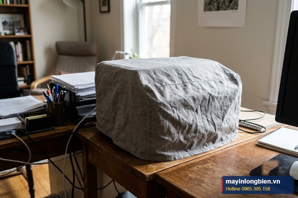 Máy in phun màu được che bụi khi không sử dụng lâu