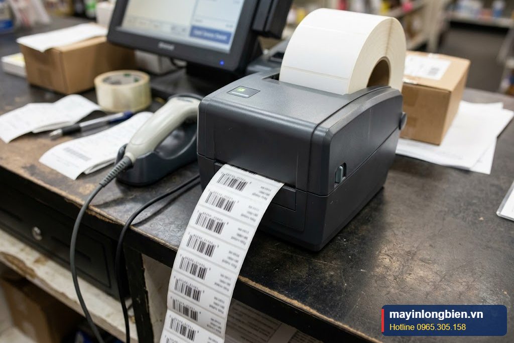Máy in tem mã vạch tại quầy cửa hàng Máy in tem mã vạch tại quầy cửa hàng