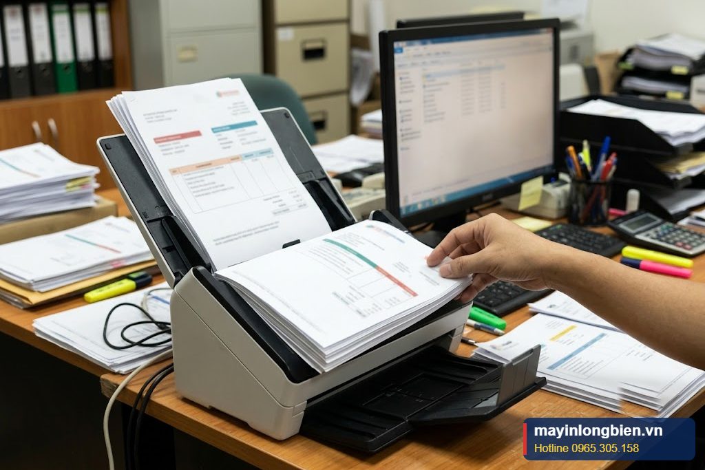 Scan chứng từ kế toán bằng máy scan nạp giấy tự động