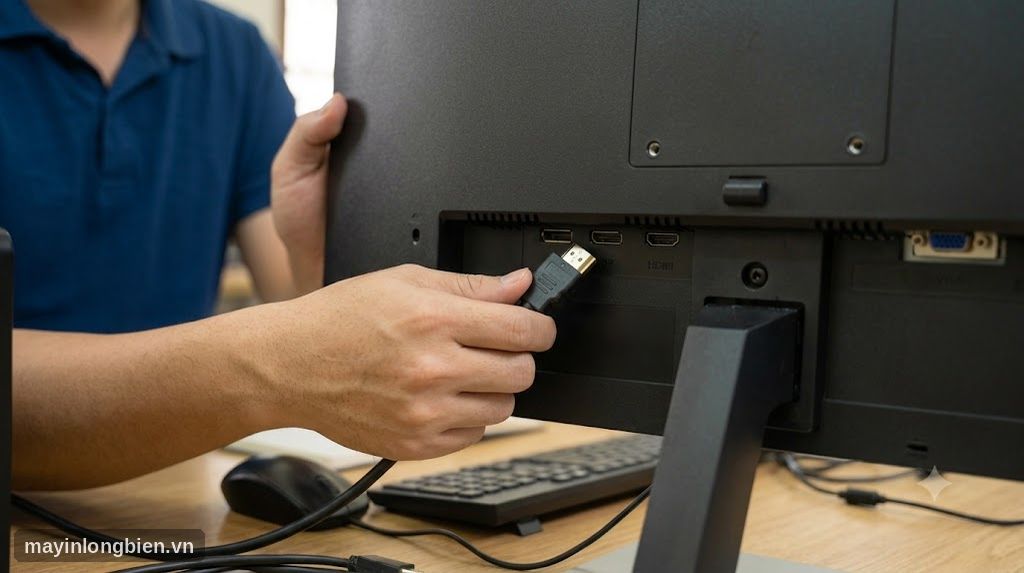 Thay dây HDMI ở mặt sau màn hình máy tính