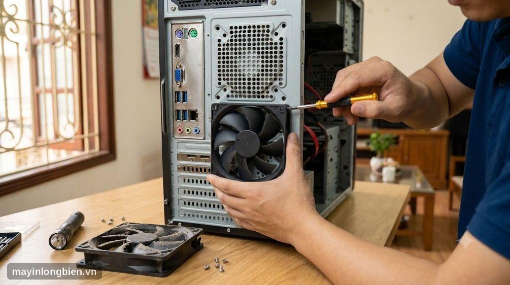 Lắp quạt tản nhiệt mới vào thùng máy tính
