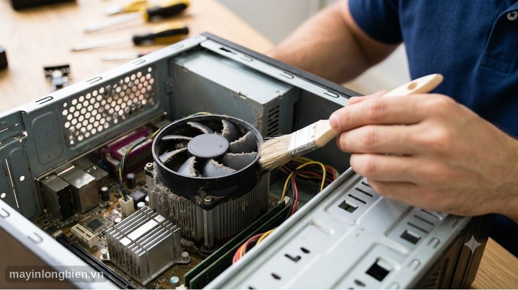 Quạt tản nhiệt CPU bám bụi dày cần vệ sinh