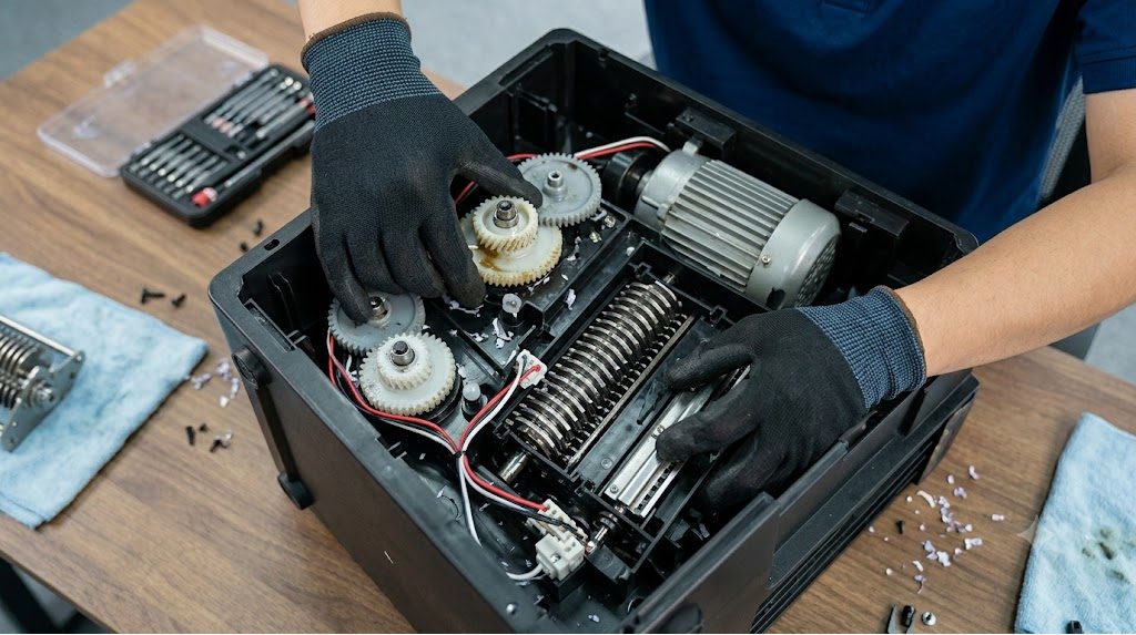 Thay dao cắt và bánh răng máy hủy tài liệu