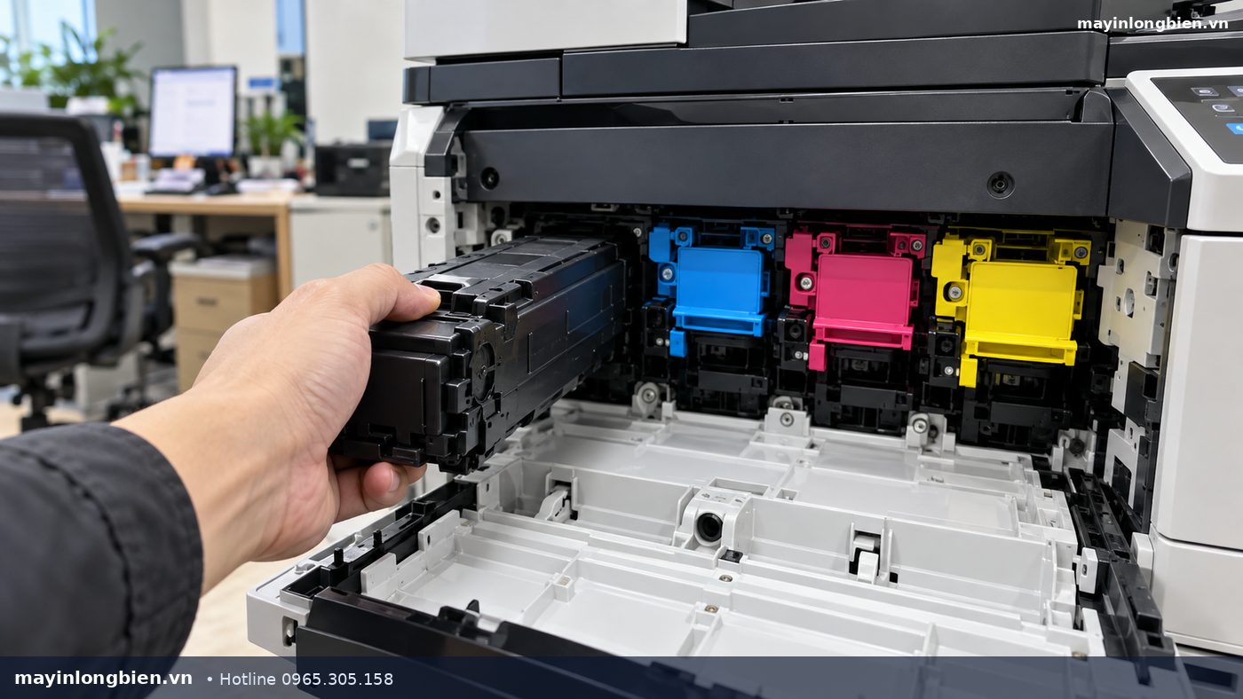 Tháo hộp mực máy photocopy Canon để đổ mực - Thần Vũ