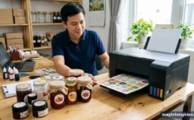 Máy in phun màu in decal, tem nhãn sản phẩm cho shop